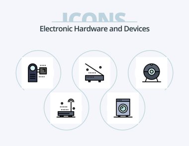 Devices Line Filled Icon Pack 5 Icon Design. database. base. devices. backup. technology