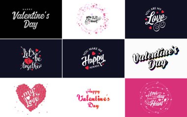 Happy Valentine's Day typography poster with handwritten calligraphy text. isolated on white background vector illustration