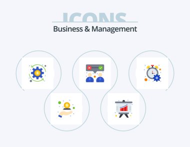 Business And Management Flat Icon Pack 5 Icon Design. progress percent. counter. coin. team work. our