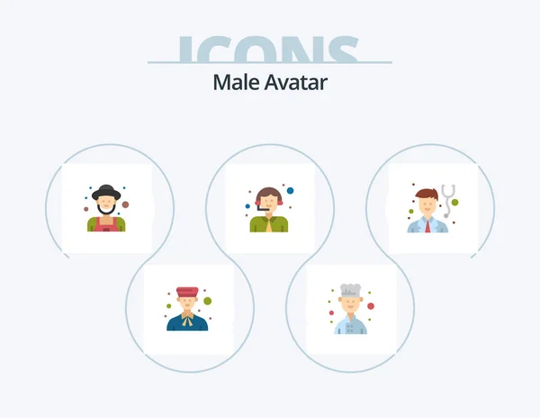 Male Avatar Flat Icon Pack Icon Design Physician Service Farmer — Stok Vektör