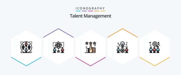 Talent Management Filledline Icon Pack Including Idea Team Man Star — 图库矢量图片