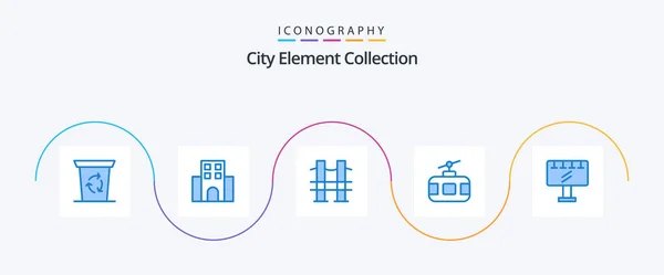 City Element Collection Blue Icon Pack Including Sign Board Tourism — Archivo Imágenes Vectoriales