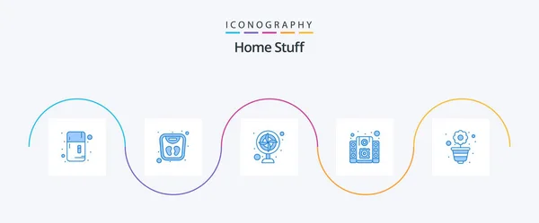 Home Stuff Blue Icon Pack Including Flower Sound System Appliance — Stockvektor