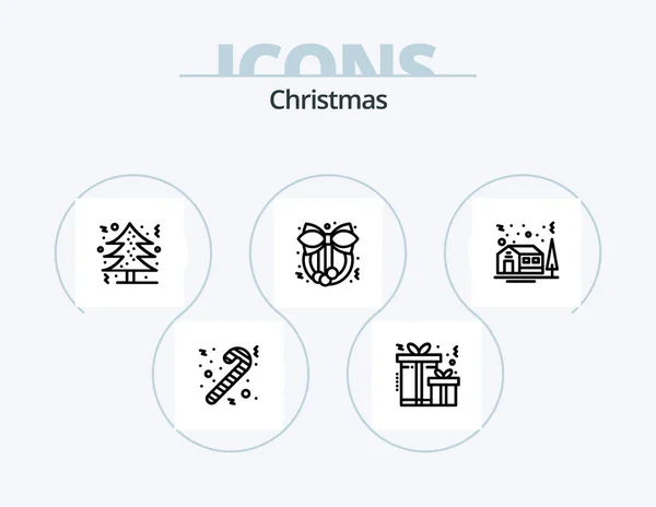 Christmas Line Icon Pack Icon Design Alcohol Bottles Lollipop Music — Διανυσματικό Αρχείο