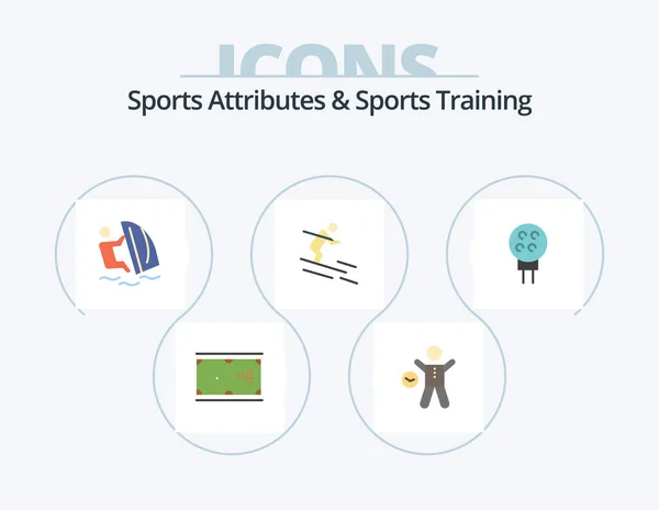 Sports Atributes Sports Training Flat Icon Pack Icon Design Skiing — ストックベクタ