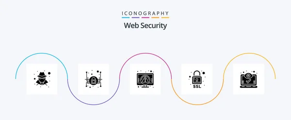 Web Security Glyph Icon Pack Including Screen Computer Security Security — Stock Vector