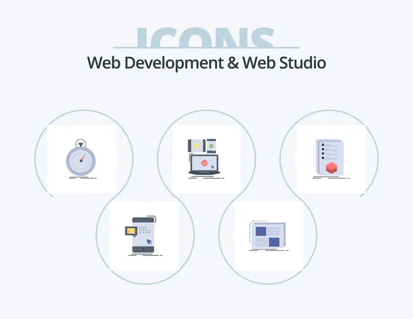 Web Development Web Studio Flat Icon Pack Icon Design Computer — Stock Vector