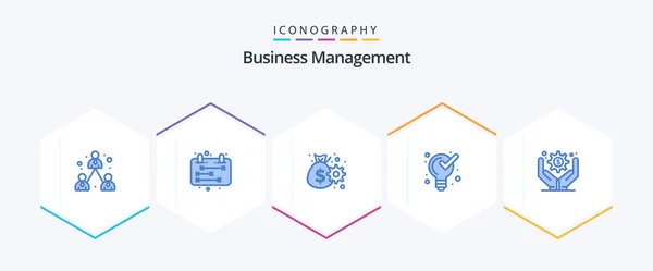 Business Management Blue Icon Pack Including Business Management Solution Business — Wektor stockowy