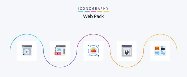 Web Pack Flat Icon Pack Including Browser Web Maintenance Environment — Stockový vektor