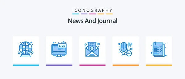 News Blue Icon Pack Including Check List Professional Breaking News — Image vectorielle