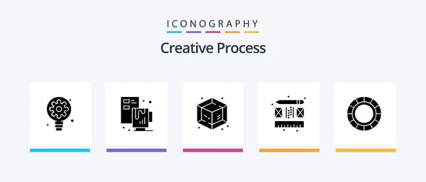 Creative Process Glyph Icon Pack Including Creative Creative Color Wheel — Stockvektor