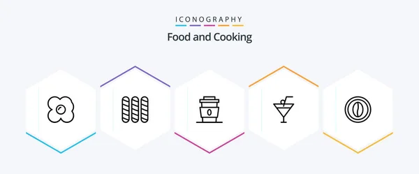 Food Line Icon Pack Including Food Cooking Drink Coffee Food — стоковый вектор