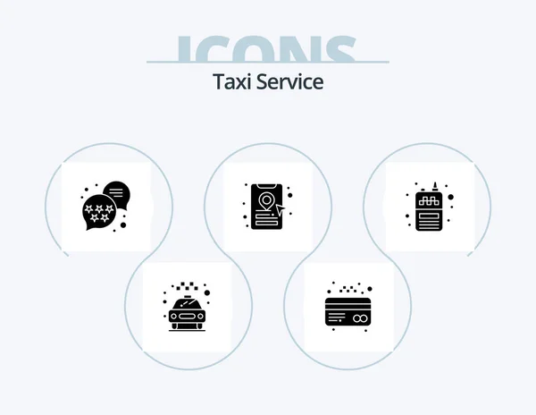 Taxi Service Glyph Icon Pack Icon Design Receiver Rank Radio — Stockvector
