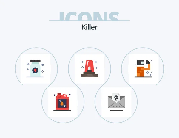Killer Flat Icon Pack Icon Design Gunman Siren Drug Police — Stock Vector
