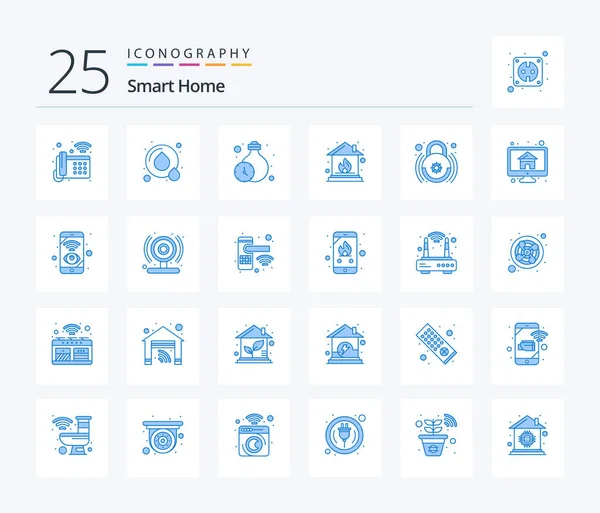 Smart Home Blue Color Icon Pack Including Smart Lock Home — Stockový vektor