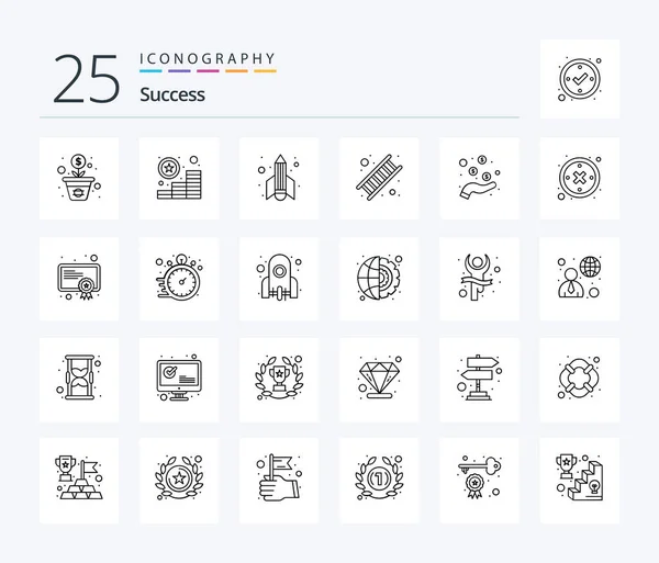 Sucess Line Icon Pack Including Money Reward Pencil Success Career — Wektor stockowy