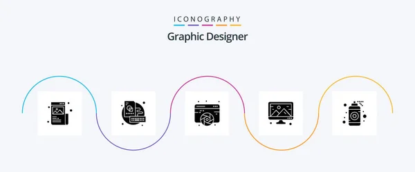 Graphic Designer Glyph Icon Pack Including Design Image Creative Creative — Διανυσματικό Αρχείο