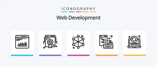 Web Development Line Icon Pack Including Search Development Api Web — Stok Vektör