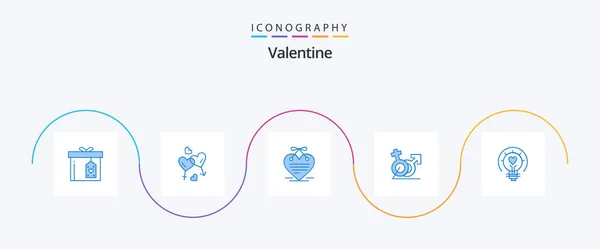 Valentine Blue Icon Pack Including Identity Sign Valentine Women Love — Stok Vektör