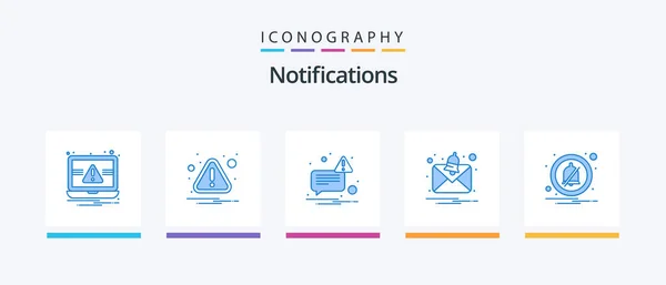 Notifications Blue Icon Pack Including Notification Message Alarm Message Creative — Stockový vektor