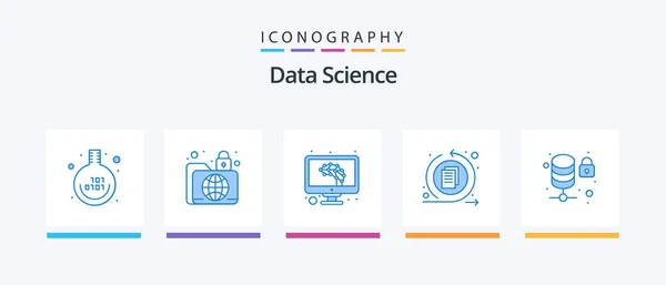 Data Science Blue Icon Pack Including Lock Data Process Secure — Vector de stock