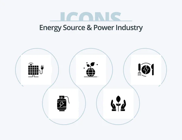 Energy Source Power Industry Glyph Icon Pack Icon Design Energy — Stockový vektor