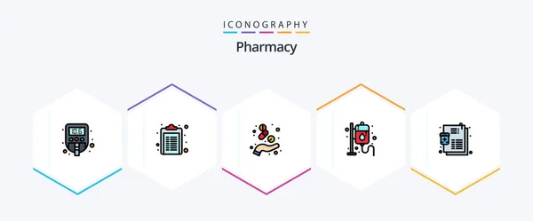Pharmacy Filledline Icon Pack Including Illness Medicine Capsule Health Medicine — Stock Vector