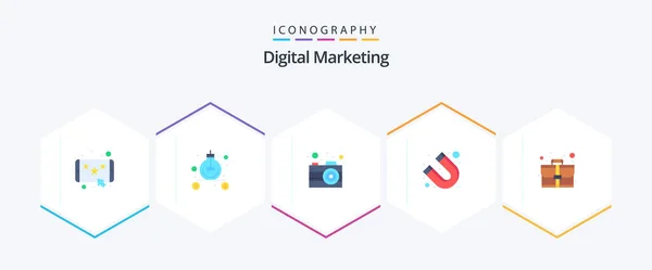 Digital Marketing Flat Icon Pack Including Case Magnet Business Customer — Image vectorielle