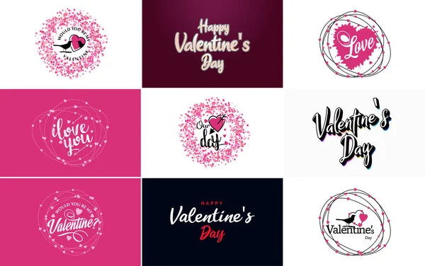 Valentine Valentine Holiday Lettering Greeting Card — Vetor de Stock