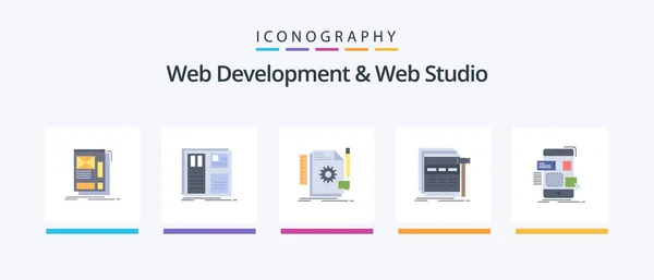 Web Development Web Studio Flat Icon Pack Including Web Internet — Stockvector