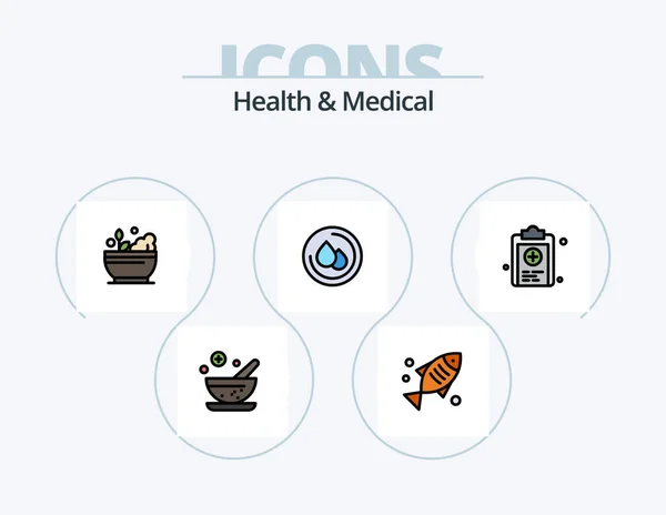 Health Medical Line Filled Icon Pack Icon Design Syringe Test — Stok Vektör
