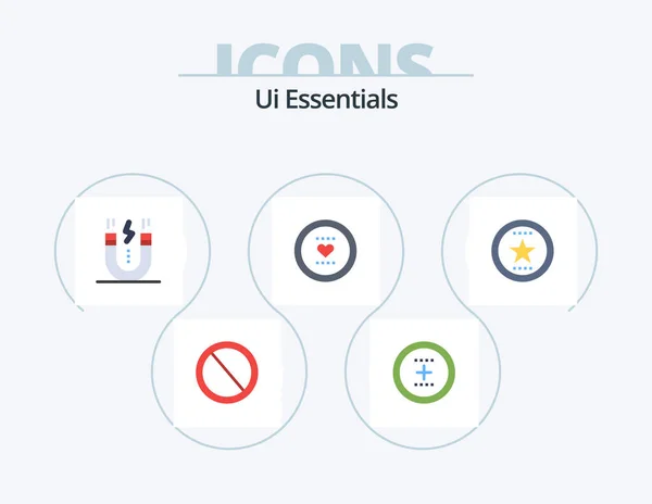 Essentials Flat Icon Pack Icon Design Favorite Snap Interface — Vetor de Stock