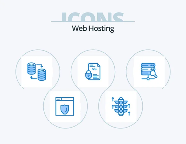 Web Hosting Blue Icon Pack Icon Design Server Ssl Sql — Stock Vector