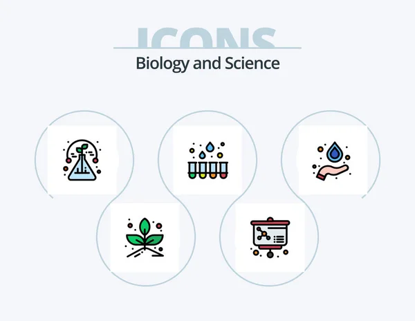 Biology Line Filled Icon Pack Icon Design Efficient Desktop Hand — Stock vektor
