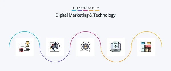 Digital Marketing Technology Line Filled Flat Icon Pack Including Native — 图库矢量图片