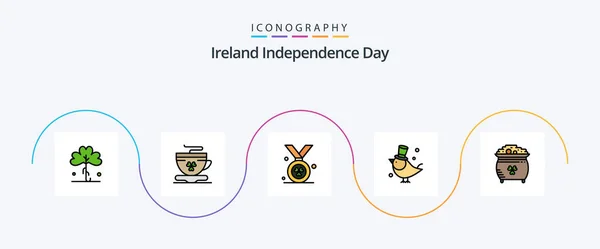 Ireland Independence Day Line Filled Flat Icon Pack Including Coin — Stockvektor