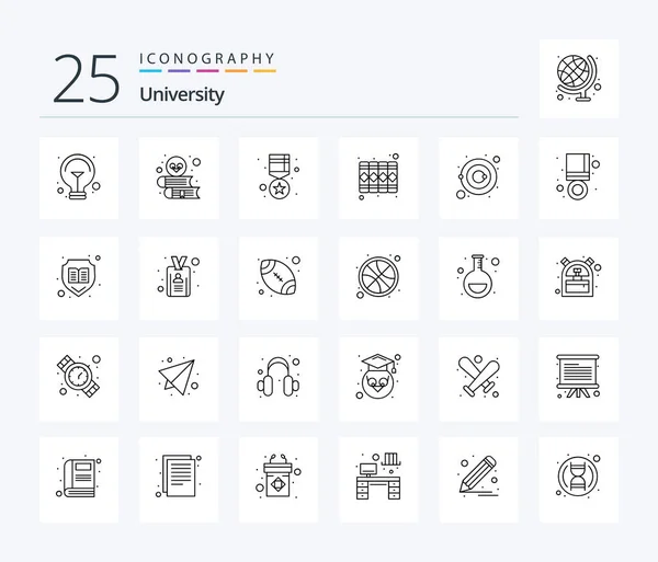 University Line Icon Pack Including Galaxy Gold Record Document — Stockvector
