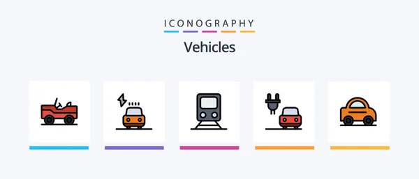 Vehicles Line Filled Icon Pack Including Garage Service Power Repair — Stok Vektör
