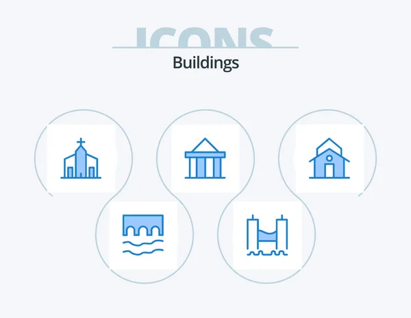 Buildings Blue Icon Pack Icon Design Columns Acropolis Industrial Monastery — Stockvector