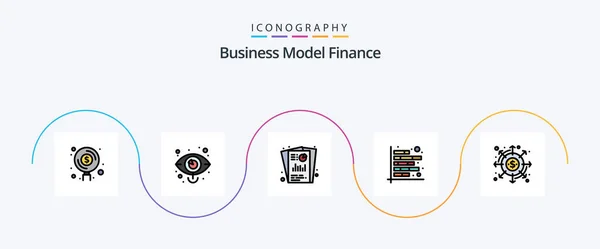 Finance Line Filled Flat Icon Pack Including Figures Analysis Marketing — 图库矢量图片