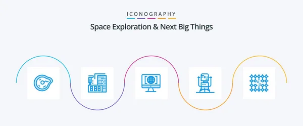 Space Exploration Next Big Things Blue Icon Pack Including Machine — Image vectorielle