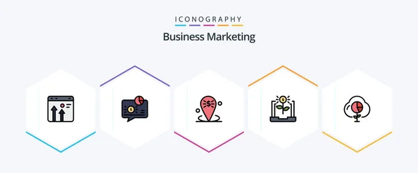 Business Marketing Filledline Icon Pack Including Economy Banking Message Placeholder — Image vectorielle
