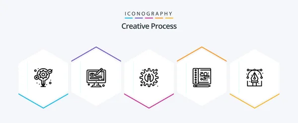 Creative Process Line Icon Pack Including Graphic Design Creative Creative — Stock Vector