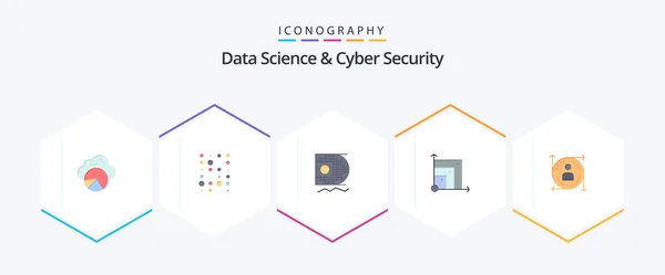 Data Science Cyber Security Flat Icon Pack Including Predication Scince — Διανυσματικό Αρχείο