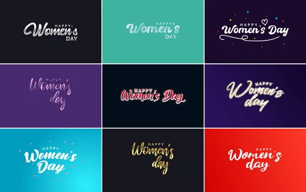 International Women Day Vector Hand Written Typography Background — Stok Vektör