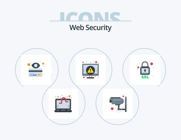 Web Security Flat Icon Pack Icon Design Lock Screen Atm — Stock Vector