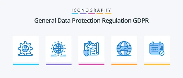 Gdpr Blue Icon Pack Including Gdpr Internet Online Global Security — Image vectorielle