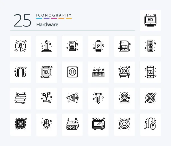 Hardware Line Icon Pack Including Remote Sim Memory Mobile Electric — Stockvector