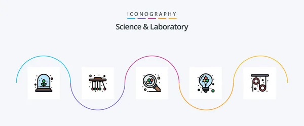 Science Line Filled Flat Icon Pack Including Science Pulley Science — Stockvektor