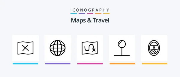 Maps Travel Line Icon Pack Including Location Vacation Creative Icons — Stockvector